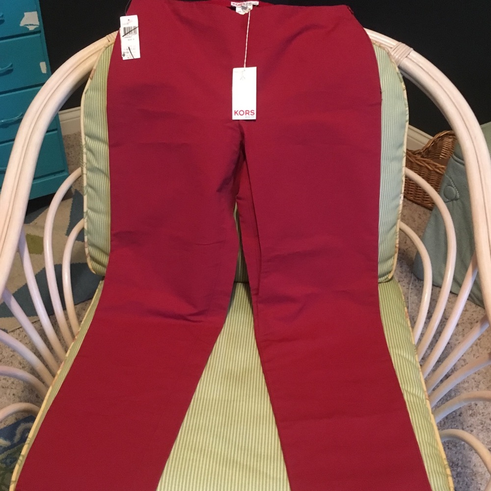NWT KORS Michael Kors Red Trousers Pants